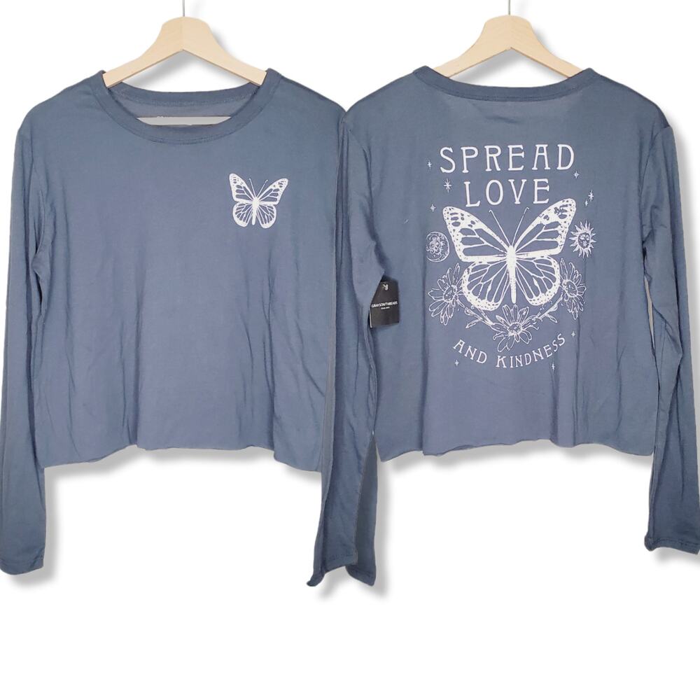 Grayson Threads Black Label Butterfly Long-Sleeve Graphic Top Size XS - Picture 2 of 5